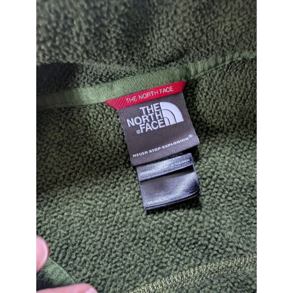 The North Face Jacket Mens Med Olive Green Fleece Full Zip Pocket Outdoor Hiking